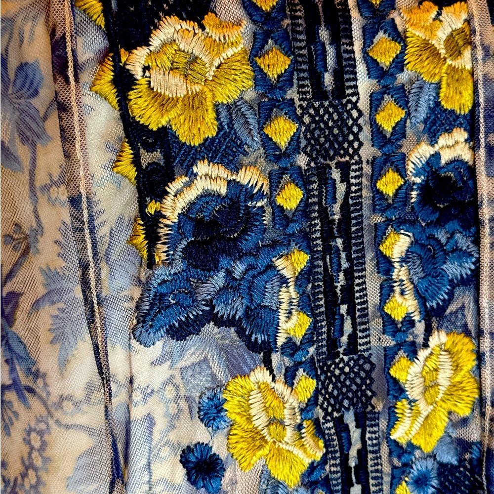 Johnny Was Floral Sheer Embroidered Women's Dress - Picture 3 of 6